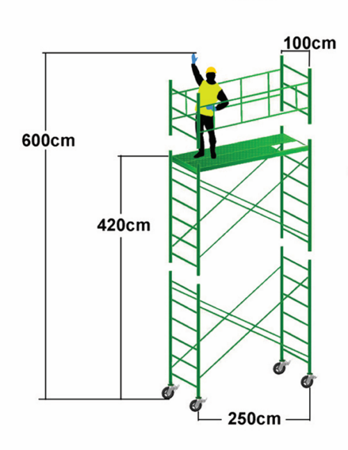 Set 11 for 250cm Mobile Steel Scaffold Tower – Set 11 / 1.84m Length / Approx. Reach Height: Up to 6.00m