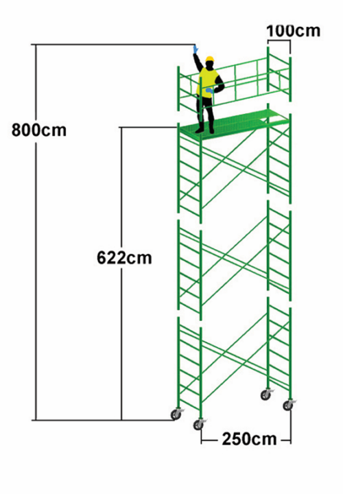 Set 13 for 250cm Mobile Steel Scaffold Tower – Set 13 / 1.84m Length / Approx. Reach Height: Up to 8.00m