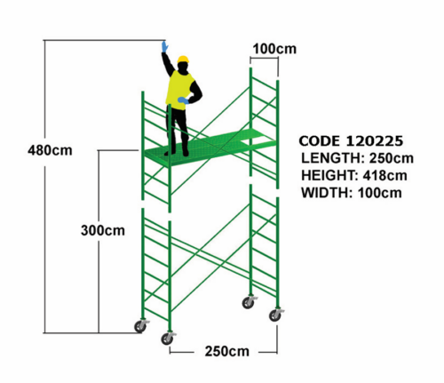 Set 3 for 250cm Mobile Steel Scaffold Tower – Set 3 / 2.50m Length/ Approx. Reach Height: Up to 4.80m