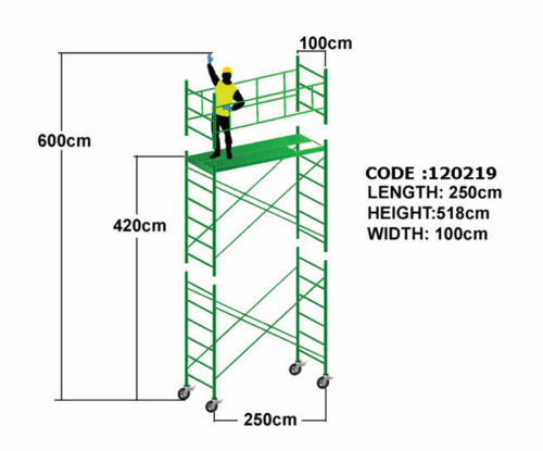 Set 4 for 250cm Mobile Steel Scaffold Tower – Set 4 / 2.50m Length / Approx. Reach Height: Up to 6.00m