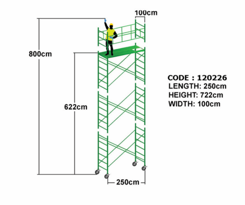 Set 6 for 250cm Mobile Steel Scaffold Tower – Set 6 / 2.50m Length / Approx. Reach Height: Up to 8.00m