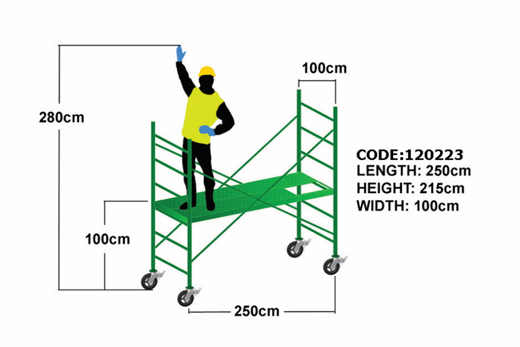 set 1 for 250cm Mobile Steel Scaffold Tower – Set 1 / 2.50m Length / Approx. Reach Height: Up to 2.80m