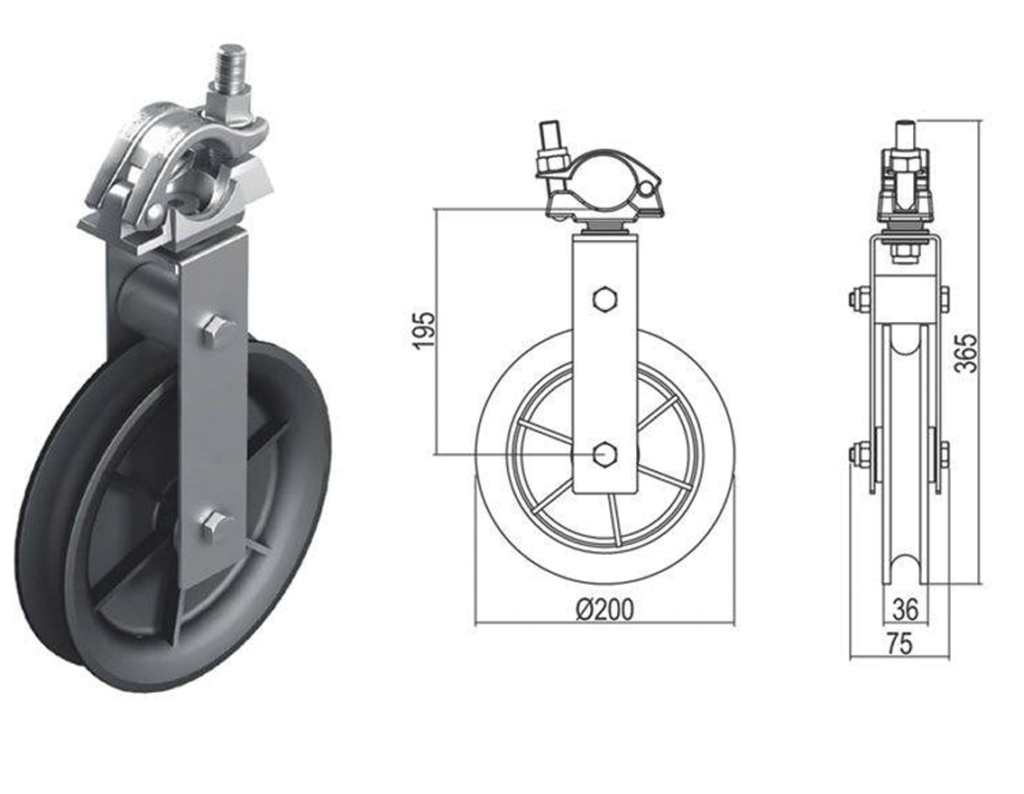troxalia me klips Material Lifting Pulley Ø200mm with Coupler